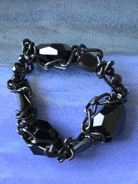 Black Faceted Bead Chain Bracelet - Women Jewelry